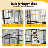 Darrahopens Pet Care > Bird > Bird Cages & Stands i.Pet 176cm 3-Tier Large Bird Cage Aviary with Ladder Parrot Budgie Wheels Black