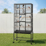 Darrahopens Pet Care > Bird > Bird Cages & Stands i.Pet 176cm 3-Tier Large Bird Cage Aviary with Ladder Parrot Budgie Wheels Black