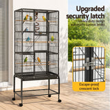 Darrahopens Pet Care > Bird > Bird Cages & Stands i.Pet 176cm 3-Tier Large Bird Cage Aviary with Ladder Parrot Budgie Wheels Black