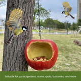 Darrahopens Pet Care > Bird > Bird Cages & Stands Realistic Apple Shaped Bird Feeder Creative Resin Hanging Ornament for Garden and Courtyard Weather Resistant Decor for Local Wild Bird Enthusiasts