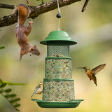 Darrahopens Pet Care > Bird > Bird Cages & Stands Square Retractable Metal Hanging Bird Feeder 3-Tier Mesh Design Weatherproof Outdoor Wild Bird Feeding Station for Local Garden and Backyard Support