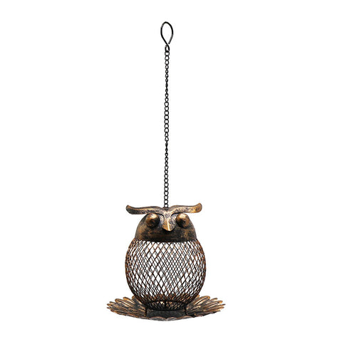 Darrahopens Pet Care > Bird > Bird Cages & Stands Whimsical Owl-Shaped Metal Bird Feeder Hanging Mesh Seed Holder for Garden and Courtyard Decorative Feeding Solution for Local Wildlife Enthusiasts