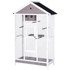 Darrahopens Pet Care > Bird YES4PETS Wooden XXL Pet Cages Aviary Carrier Travel Canary Parrot Bird Cage Grey