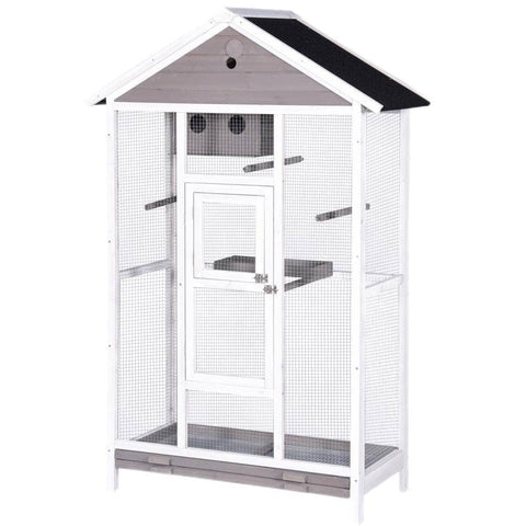 Darrahopens Pet Care > Bird YES4PETS Wooden XXL Pet Cages Aviary Carrier Travel Canary Parrot Bird Cage Grey