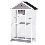 Darrahopens Pet Care > Bird YES4PETS Wooden XXL Pet Cages Aviary Carrier Travel Canary Parrot Bird Cage Grey