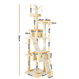Darrahopens Pet Care > Cat Supplies 4Paws Cat Tree Scratching Post House Furniture Bed Luxury Plush Play 200cm - Beige