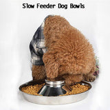 Darrahopens Pet Care > Cat Supplies > Cat Bowls, Feeders & Waterers 2pcs Stainless Steel Dog Cat Slow Feeder Pet Food Bowl Non-Slip Stop Eating Dish