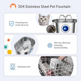 Darrahopens Pet Care > Cat Supplies > Cat Bowls, Feeders & Waterers 304 Stainless Steel Pet Water Fountain, 3.2L Oval Design with Dual Water Flow, Ultra-Quiet Automatic Circulating Filtered Drinking Station for Cats and Dogs, USB Powered (Adapter Not Included), Dishwasher Safe (A) In Australia - Darrahopens