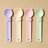 Darrahopens Pet Care > Cat Supplies > Cat Bowls, Feeders & Waterers 4-piece Beige and Pink and Green and Purple Cat Treat Spoon for Wet Food & Paste - Extra-Long PP Handle, Food-Grade Squeeze Feeder with Anti-Spill Bowl, Easy One-Handed Operation for Cats