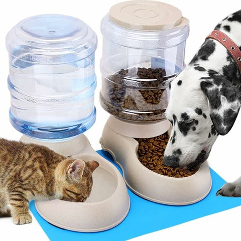 Darrahopens Pet Care > Cat Supplies > Cat Bowls, Feeders & Waterers Automatic Pet Food and Water Dispenser, Automatic Water Fountain, Automatic Drinking and Feeding Bowl for Cat/Dog/Pet 3.8L x 2pcs