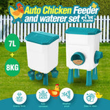 Darrahopens Pet Care > Cat Supplies > Cat Bowls, Feeders & Waterers CARLA HOME Automatic Chicken Feeder Waterer Set with 8KG Food 7L Water Capacity for Coop, Chickens, Ducks, Quails (Blue)