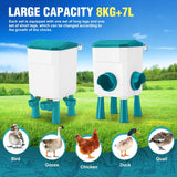 Darrahopens Pet Care > Cat Supplies > Cat Bowls, Feeders & Waterers CARLA HOME Automatic Chicken Feeder Waterer Set with 8KG Food 7L Water Capacity for Coop, Chickens, Ducks, Quails (Blue)
