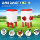 Darrahopens Pet Care > Cat Supplies > Cat Bowls, Feeders & Waterers CARLA HOME Automatic Chicken Feeder Waterer Set with 8KG Food 7L Water Capacity for Coop, Chickens, Ducks, Quails (Red)