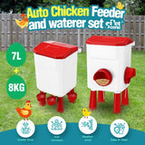 Darrahopens Pet Care > Cat Supplies > Cat Bowls, Feeders & Waterers CARLA HOME Automatic Chicken Feeder Waterer Set with 8KG Food 7L Water Capacity for Coop, Chickens, Ducks, Quails (Red)