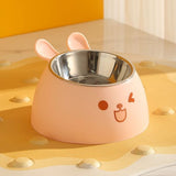 Darrahopens Pet Care > Cat Supplies > Cat Bowls, Feeders & Waterers Cat Litter Box - Cat Food Bowl - Non-Slip Design - Pet Food Bowl - Plastic and Stainless Steel Design - Suitable for Cats and Small Dogs - Pink