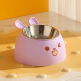 Darrahopens Pet Care > Cat Supplies > Cat Bowls, Feeders & Waterers Cat Litter Box - Cat Food Bowl - Non-Slip Design - Pet Food Bowl - Plastic and Stainless Steel Design - Suitable for Cats and Small Dogs - Purple