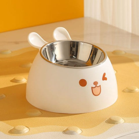 Darrahopens Pet Care > Cat Supplies > Cat Bowls, Feeders & Waterers Cat Litter Box - Cat Food Bowl - Non-Slip Design - Pet Food Bowl - Plastic and Stainless Steel Design - Suitable for Cats and Small Dogs - White