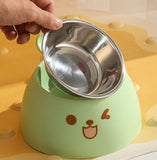 Darrahopens Pet Care > Cat Supplies > Cat Bowls, Feeders & Waterers Cat Litter Box - Cat Food Bowl - Non-Slip Design - Pet Food Bowl - Plastic and Stainless Steel Design - Suitable for Cats and Small Dogs - White