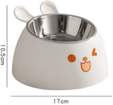 Darrahopens Pet Care > Cat Supplies > Cat Bowls, Feeders & Waterers Cat Litter Box - Cat Food Bowl - Non-Slip Design - Pet Food Bowl - Plastic and Stainless Steel Design - Suitable for Cats and Small Dogs - White