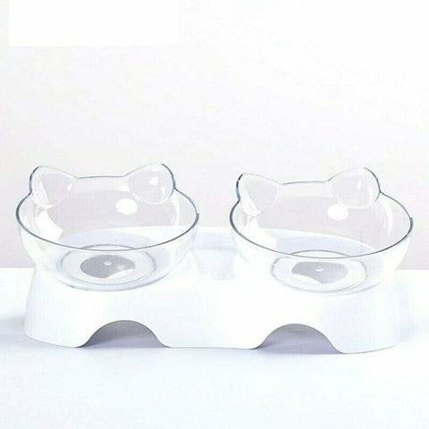 Darrahopens Pet Care > Cat Supplies > Cat Bowls, Feeders & Waterers Elevated Cat Bowls Set for Spine Relief - 15 Degree Angled Anti-Vomiting Pet Food and Water Bowls with Orthopedic Design for Cats and Dogs