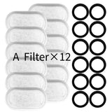 Darrahopens Pet Care > Cat Supplies > Cat Bowls, Feeders & Waterers Replacement Pet Water Fountain Filter Kit with Runway Filter, Round Foam, and Square Activated Carbon Pad for Clean, Fresh Drinking Water for Cats and Dogs (B Filter×8)