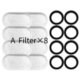 Darrahopens Pet Care > Cat Supplies > Cat Bowls, Feeders & Waterers Replacement Pet Water Fountain Filter Kit with Runway Filter, Round Foam, and Square Activated Carbon Pad for Clean, Fresh Drinking Water for Cats and Dogs (B Filter×8)