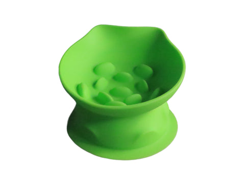 Darrahopens Pet Care > Cat Supplies > Cat Bowls, Feeders & Waterers S Green 2-Piece Elevated Silicone Pet Bowl Set - Slanted Neck Protection Cat Bowl with Anti-Slip Suction Base for Cats and Small Dogs