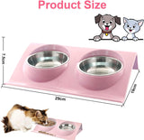 Darrahopens Pet Care > Cat Supplies > Cat Bowls, Feeders & Waterers Stainless Steel Cat Bowl Set Non-Slip Double Cat Food Bowls
