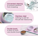 Darrahopens Pet Care > Cat Supplies > Cat Bowls, Feeders & Waterers Stainless Steel Cat Bowl Set Non-Slip Double Cat Food Bowls