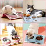 Darrahopens Pet Care > Cat Supplies > Cat Bowls, Feeders & Waterers Stainless Steel Cat Bowl Set Non-Slip Double Cat Food Bowls