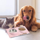 Darrahopens Pet Care > Cat Supplies > Cat Bowls, Feeders & Waterers Stainless Steel Cat Bowl Set Non-Slip Double Cat Food Bowls