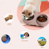 Darrahopens Pet Care > Cat Supplies > Cat Bowls, Feeders & Waterers Stainless Steel Cat Bowl Set Non-Slip Double Cat Food Bowls