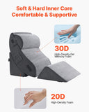 Darrahopens Pet Care > Cat Supplies > Cat Bowls, Feeders & Waterers VEVOR Wedge Pillow for Sleeping, 4 Pcs Adjustable Orthopedic Bed Wedge Set, Support Leg Neck Shoulder, Post Surgery Pillow for Back Pain, Acid Reflux, Snoring Relief, Sitting up in Bed, Dark Grey
