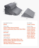 Darrahopens Pet Care > Cat Supplies > Cat Bowls, Feeders & Waterers VEVOR Wedge Pillow for Sleeping, 4 Pcs Adjustable Orthopedic Bed Wedge Set, Support Leg Neck Shoulder, Post Surgery Pillow for Back Pain, Acid Reflux, Snoring Relief, Sitting up in Bed, Dark Grey