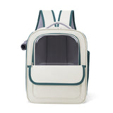 Darrahopens Pet Care > Cat Supplies > Cat Carriers & Crates Beige And Green Spacious Pet Carrier Backpack with Clear Window - Comfortable Travel Bag for Cats & Small Dogs
