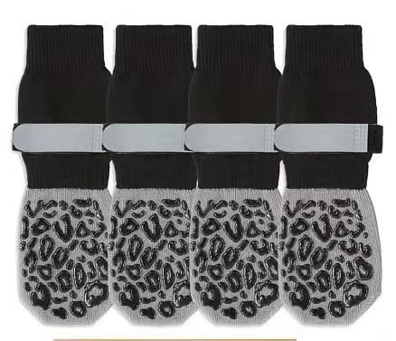 Darrahopens Pet Care > Cat Supplies > Cat Carriers & Crates Dog Shoes Non Slip Indoor Outdoor Cotton Black leopard print-double-sided glue dispensing [opp] Xs ultra-small 4.5*12cm [recommended within 5kg inches] [pack of four] In Australia - Darrahopens