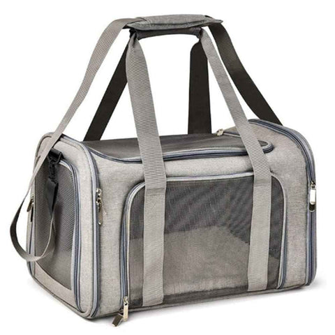 Foldable Travel Pet Carrier Bag Portable Cat Dog Kennel Bag Grey - XL