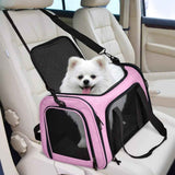 Foldable Travel Pet Carrier Bag Portable Cat Dog Kennel Bag Pink - M