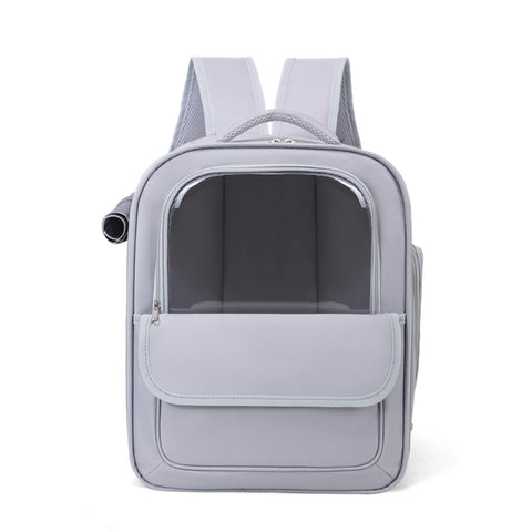 Darrahopens Pet Care > Cat Supplies > Cat Carriers & Crates Grey Spacious Pet Carrier Backpack with Clear Window - Comfortable Travel Bag for Cats & Small Dogs