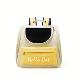 Darrahopens Pet Care > Cat Supplies > Cat Carriers & Crates Hello Cat Nylon Pet Backpack, Large Capacity Foldable Travel Carrier with Zipper Closure, Easy Access for Cats and Small Dogs, Pet Travel Bag with Handle for Puppies and Kittens(YELLOW)