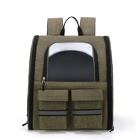 Darrahopens Pet Care > Cat Supplies > Cat Carriers & Crates khaki Collapsible Pet Carrier Backpack with Trolley Sleeve