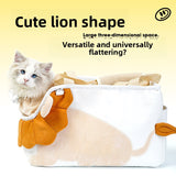 Darrahopens Pet Care > Cat Supplies > Cat Carriers & Crates Lion Shape Pet Carrier Bag Large Capacity Breathable Mesh Adjustable Opening Portable Handheld Shoulder Travel Bag for Local Pet Owners and Small Animals