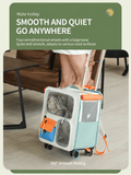 Darrahopens Pet Care > Cat Supplies > Cat Carriers & Crates Orange and Grey Large Space Pet Carrier Trolley – Foldable Cat Carrier Backpack with Breathable Side Mesh & View Window, Silent Rolling Wheels, Storage Pocket and Removable Bottom Pad for Dog and Cat, 42 x 36 x 27CM In Australia - Darrahopens