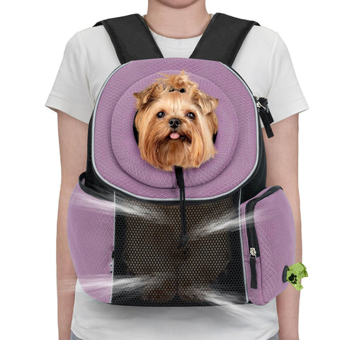 Darrahopens Pet Care > Cat Supplies > Cat Carriers & Crates Purple Breathable Mesh Pet Carrier Backpack - Head-Out Design for Small Dogs & Cats, Ventilated Travel Hiking Carrier Bag with Front Entry & Pockets