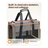 Darrahopens Pet Care > Cat Supplies > Cat Carriers & Crates Sturdy & Breathable Pet Carrier for Small Cats & Dogs - Collapsible Travel Bag with Steel Frame, Safety Locks & Sunshade(black)