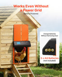 Darrahopens Pet Care > Cat Supplies > Cat Carriers & Crates VEVOR Automatic Chicken Coop Door, Battery Powered Chicken Coop Door with Timer & Manual Setting, Anti-Pinch Security, Durable Aluminum Alloy, Chick Run Gate Opener with Waterproof Sealing, Orange
