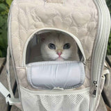 Darrahopens Pet Care > Cat Supplies > Cat Carriers & Crates White cat backpack carrier, pet travel carrier, breathable cat backpack, stylish cat carrier, cat supplies Australia, durable cat carrier, padded cat backpack