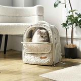 Darrahopens Pet Care > Cat Supplies > Cat Carriers & Crates White cat backpack carrier, pet travel carrier, breathable cat backpack, stylish cat carrier, cat supplies Australia, durable cat carrier, padded cat backpack