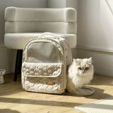 Darrahopens Pet Care > Cat Supplies > Cat Carriers & Crates White cat backpack carrier, pet travel carrier, breathable cat backpack, stylish cat carrier, cat supplies Australia, durable cat carrier, padded cat backpack