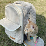 Darrahopens Pet Care > Cat Supplies > Cat Carriers & Crates White cat backpack carrier, pet travel carrier, breathable cat backpack, stylish cat carrier, cat supplies Australia, durable cat carrier, padded cat backpack
